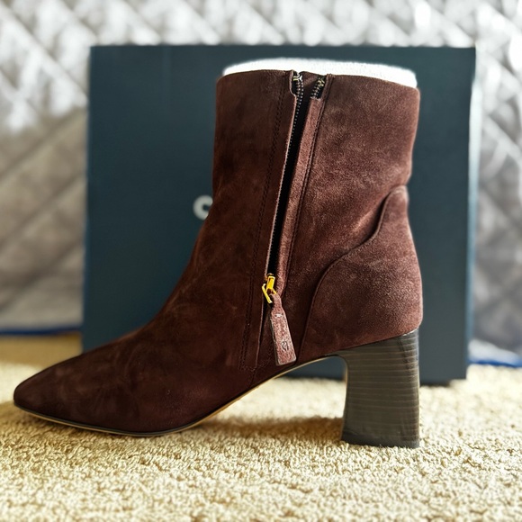 Cole Haan Shoes - Cole Haan Madeira Brown Suede Ankle Boots with Block Heel (Gemma Dress Bootie)